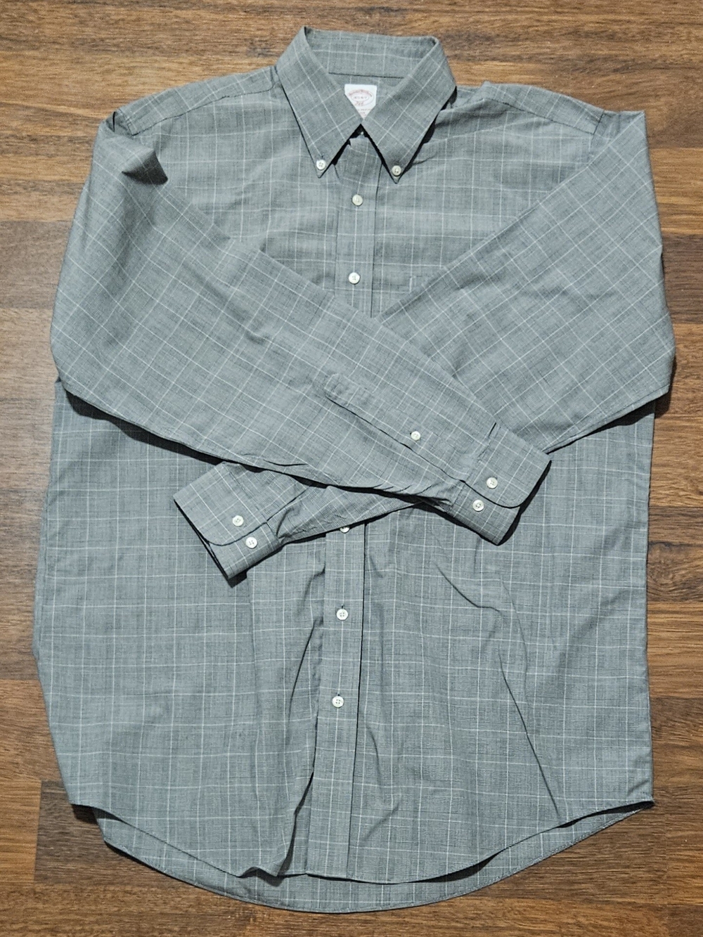BROOKS BROTHERS 346 mens long-sleeve dress shirt SIZE 16.5x7 COLOR GREY LL19D - Picture 8 of 16